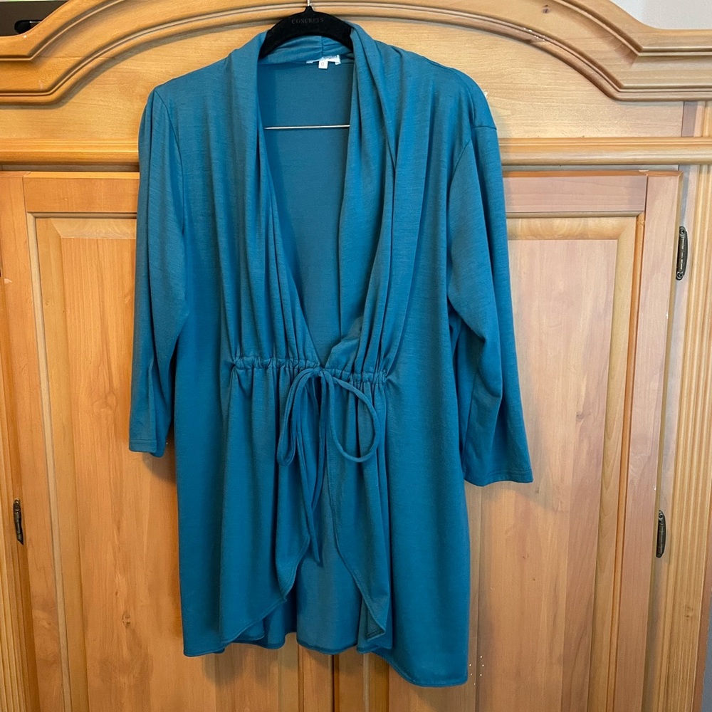 Kiyonna Teal Open Cardigan